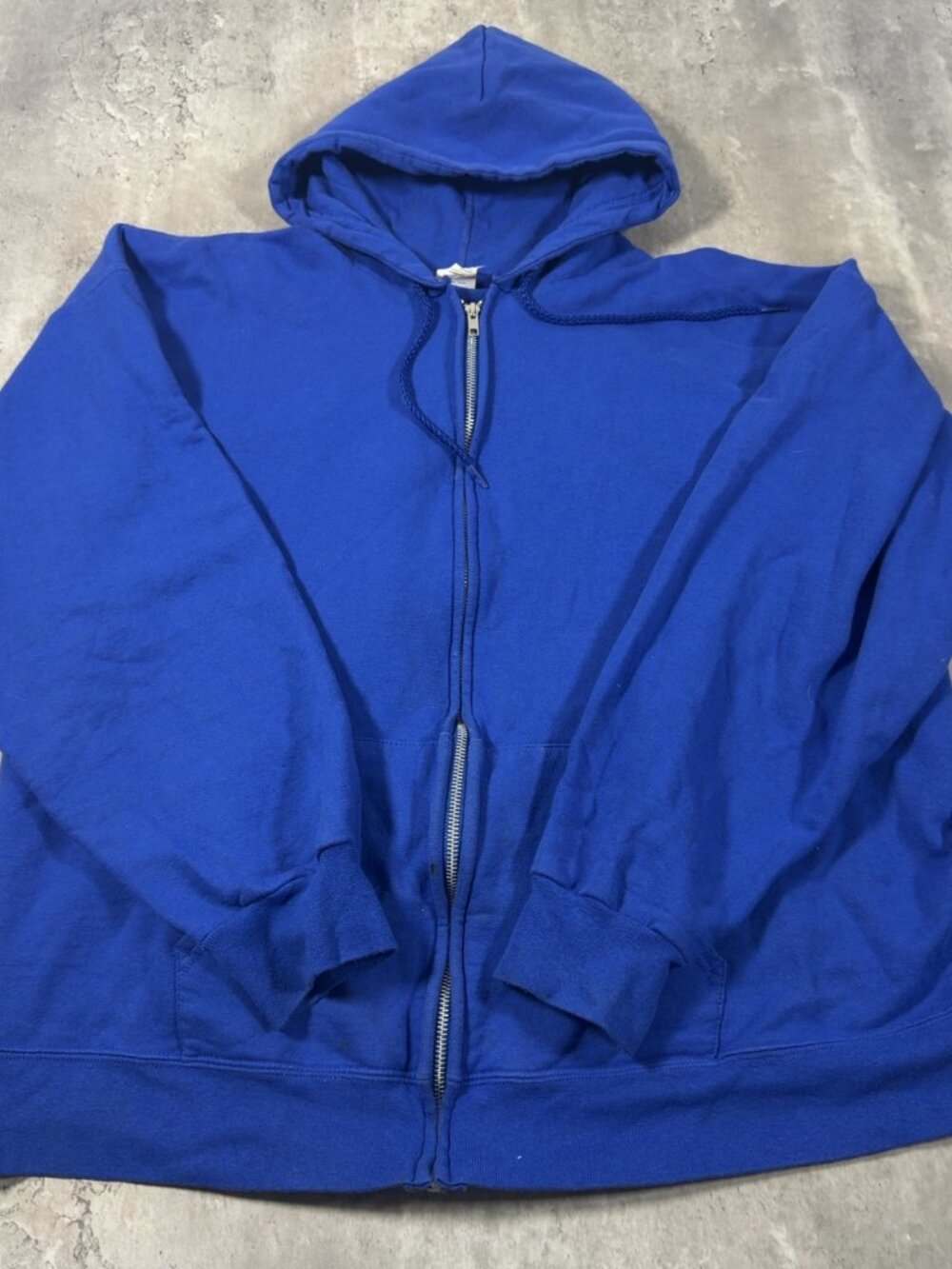 Gildan Full Zip Hoodie Blank Royal Blue Mens XL Fleece Sweatshirt YKK Zipper